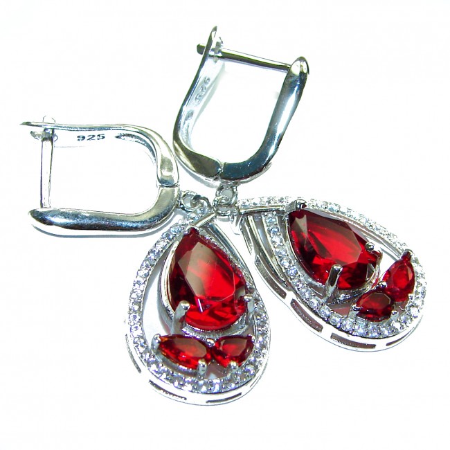 Timeless Treasure 12.5 carat Red Topaz .925 Sterling Silver handcrafted Earrings