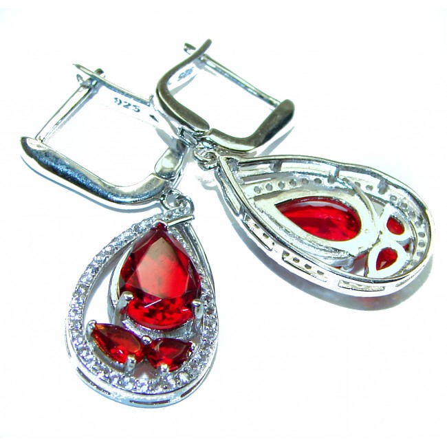 Timeless Treasure 12.5 carat Red Topaz .925 Sterling Silver handcrafted Earrings