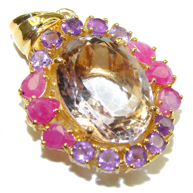 15.5 carat Oval Cut Perfect Ametrine 14K Gold over .925 Sterling Silver handcrafted Pendant