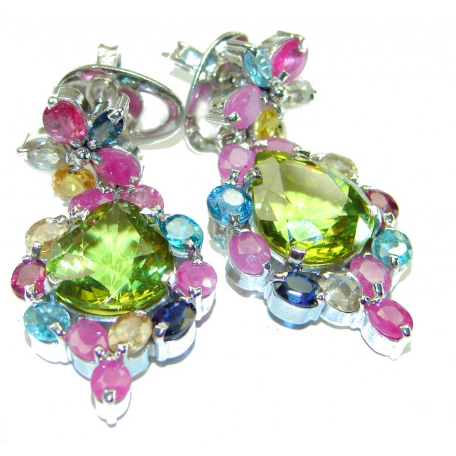 Marigolds authentic 19.5 carat Peridot .925 Sterling Silver handcrafted Statement earrings