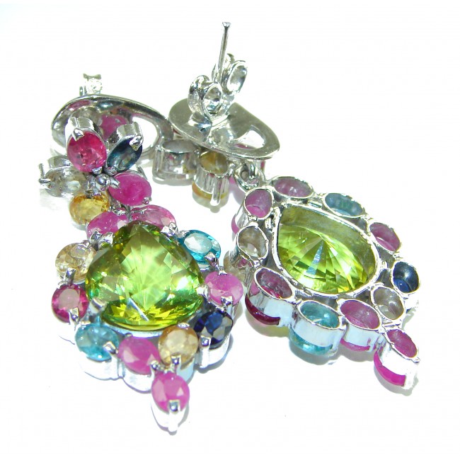 Marigolds authentic 19.5 carat Peridot .925 Sterling Silver handcrafted Statement earrings