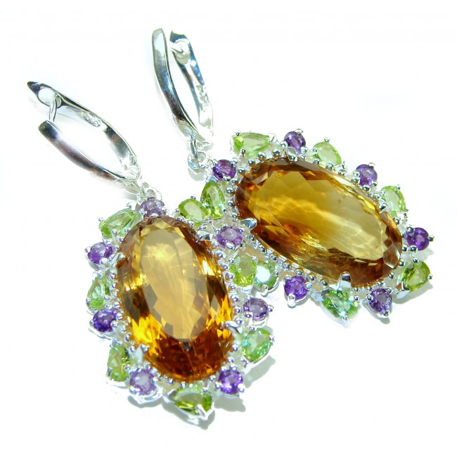 Liliana 33.5 carat Champagne Topaz .925 Sterling Silver Oversized Earrings