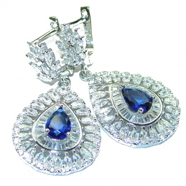 3.5 carat Sapphire .925 Sterling Silver handcrafted earrings