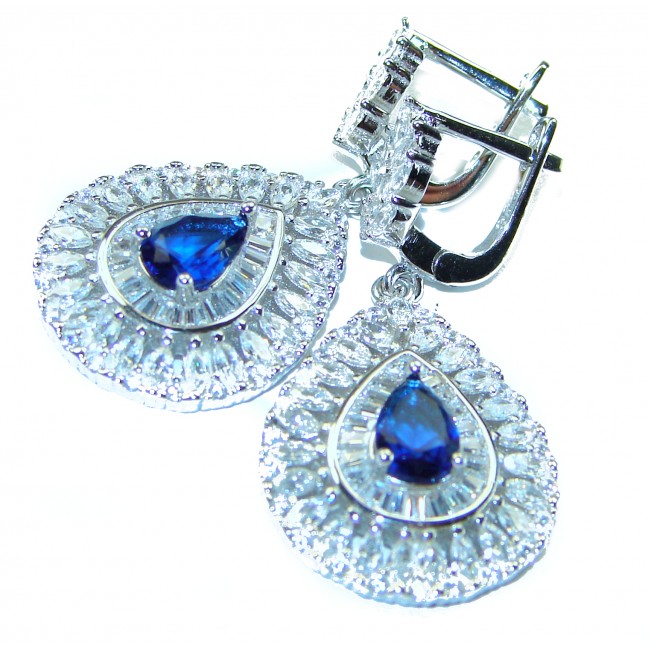 3.5 carat Sapphire .925 Sterling Silver handcrafted earrings