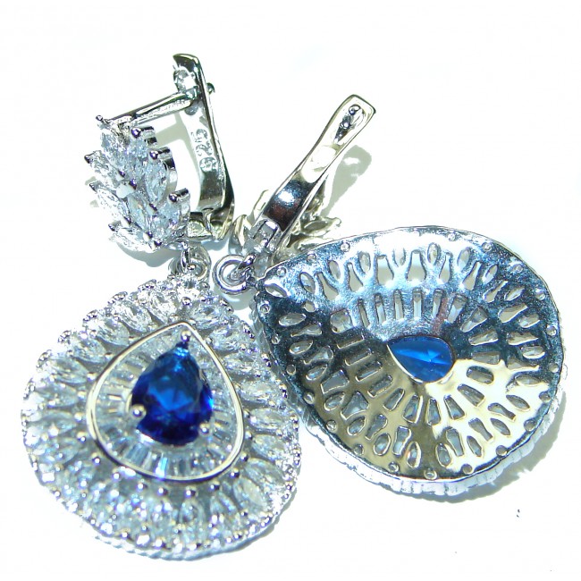 3.5 carat Sapphire .925 Sterling Silver handcrafted earrings