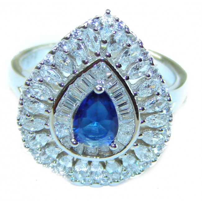 4.2 carat Sapphire .925 Sterling Silver handmade Ring size 8