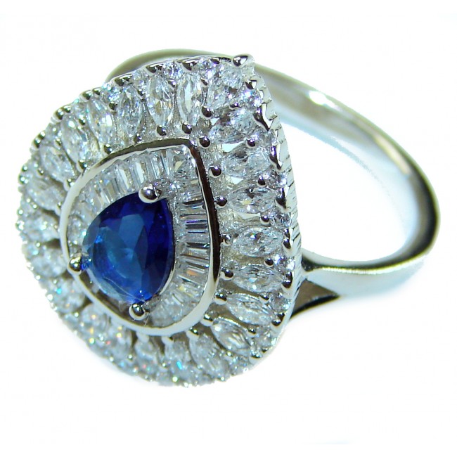 4.2 carat Sapphire .925 Sterling Silver handmade Ring size 8