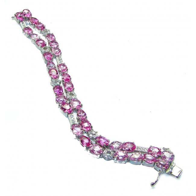 Luxurious 120.2 carat Pink Sapphire .925 Sterling Silver handcrafted Bracelet