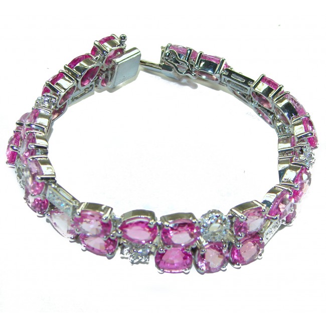 Luxurious 120.2 carat Pink Sapphire .925 Sterling Silver handcrafted Bracelet