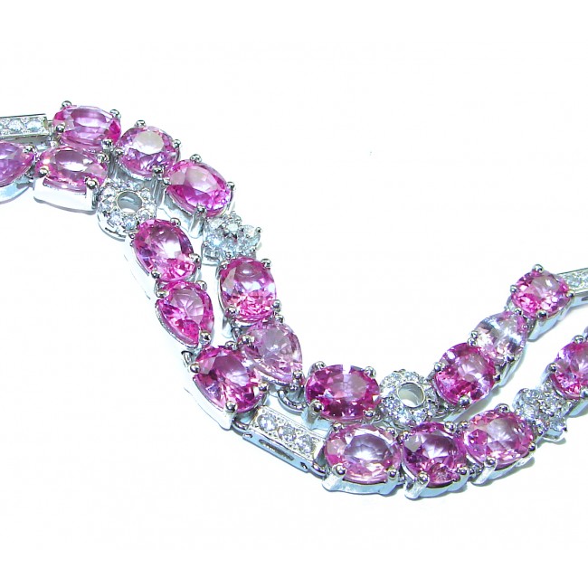 Luxurious 120.2 carat Pink Sapphire .925 Sterling Silver handcrafted Bracelet