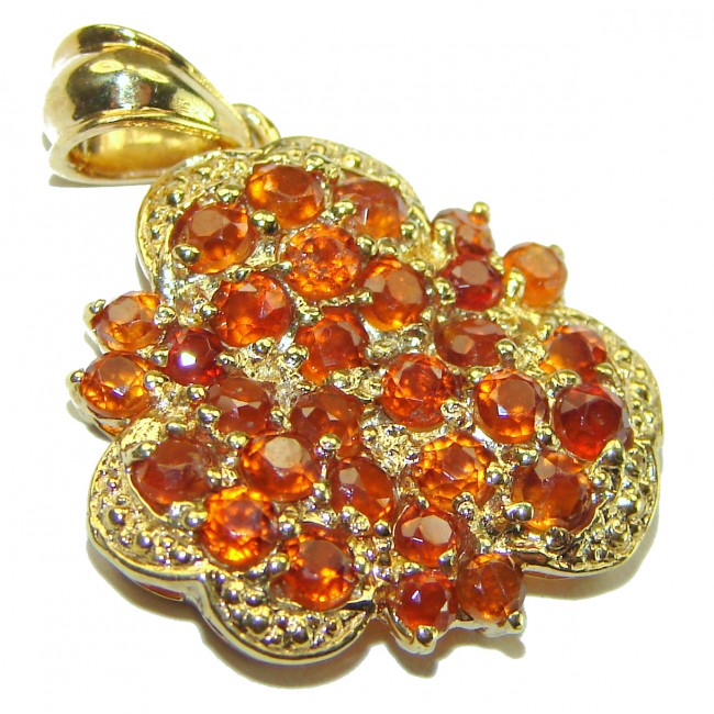 Francesca authentic orange Sapphire .925 Sterling Silver handcrafted Pendant