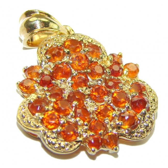 Francesca authentic orange Sapphire .925 Sterling Silver handcrafted Pendant