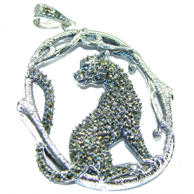 Wild Panther Marcasite .925 Sterling Silver handmade Pendant