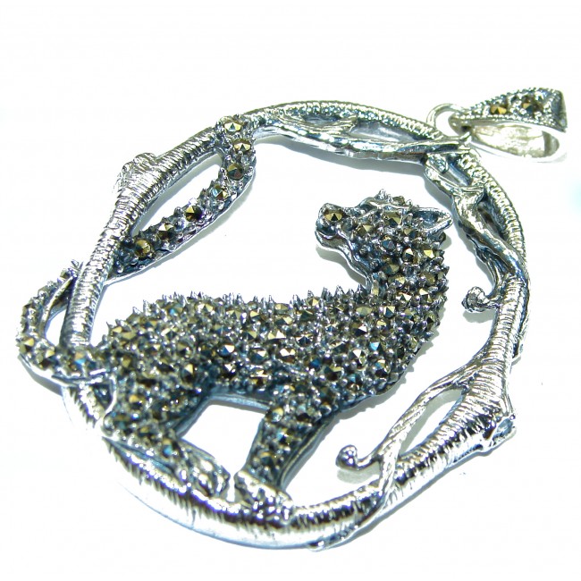 Wild Panther Marcasite .925 Sterling Silver handmade Pendant