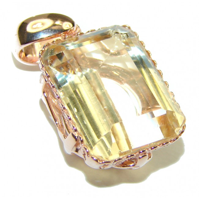 17.3 carat Lemon Quartz 14K Gold over .925 Sterling Silver handcrafted pendant