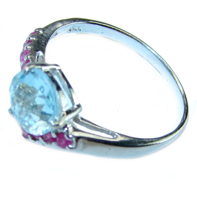 3.5 carat Blue Swiss Topaz .925 Sterling Silver handcrafted Ring size 7 1/4