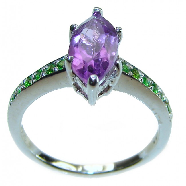 Purple design 4.5 carat Amethyst .925 Sterling Silver Handcrafted Ring size 8