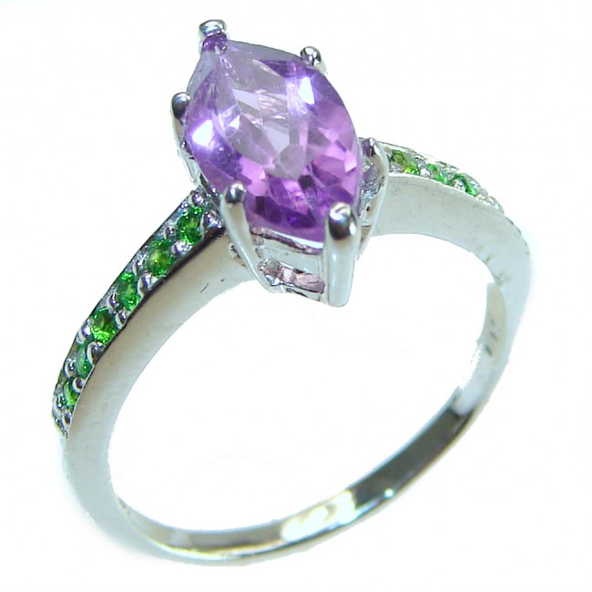 Purple design 4.5 carat Amethyst .925 Sterling Silver Handcrafted Ring size 8