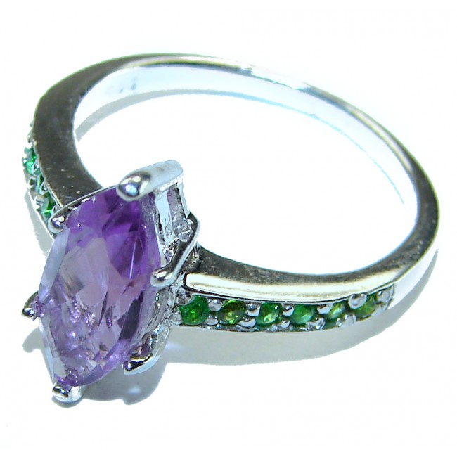 Purple design 4.5 carat Amethyst .925 Sterling Silver Handcrafted Ring size 8