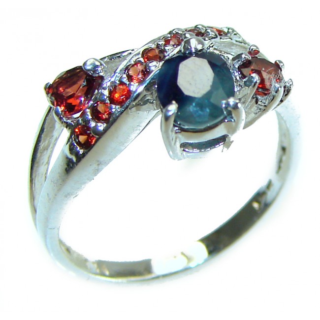 4.5 carat Sapphire Ruby .925 Sterling Silver handcrafted ring; s. 7 1/4