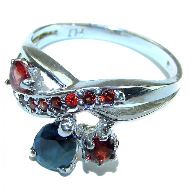 4.5 carat Sapphire Ruby .925 Sterling Silver handcrafted ring; s. 7 1/4