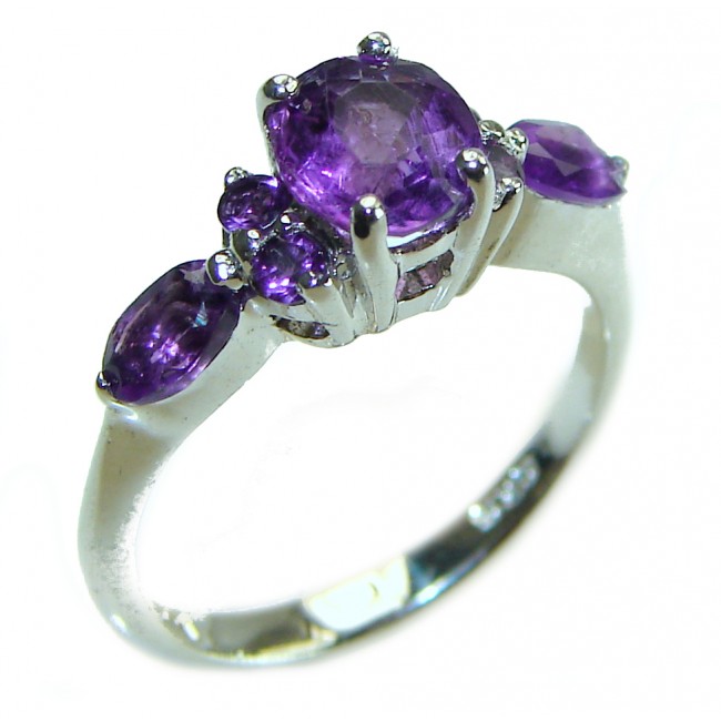 Purple Beauty 3.5 carat Amethyst .925 Sterling Silver Handcrafted Ring size 6 1/2