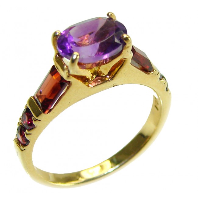 Purple Beauty 3.5 carat Amethyst 14K Gold over .925 Sterling Silver Handcrafted Ring size 6 1/4