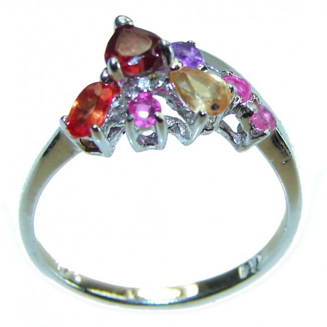 Blooming Rose Authentic Garnet Sapphire .925 Sterling Silver handcrafted Ring size 7