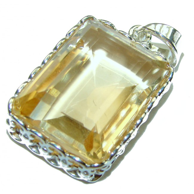 17.3 carat Lemon Quartz .925 Sterling Silver handcrafted pendant