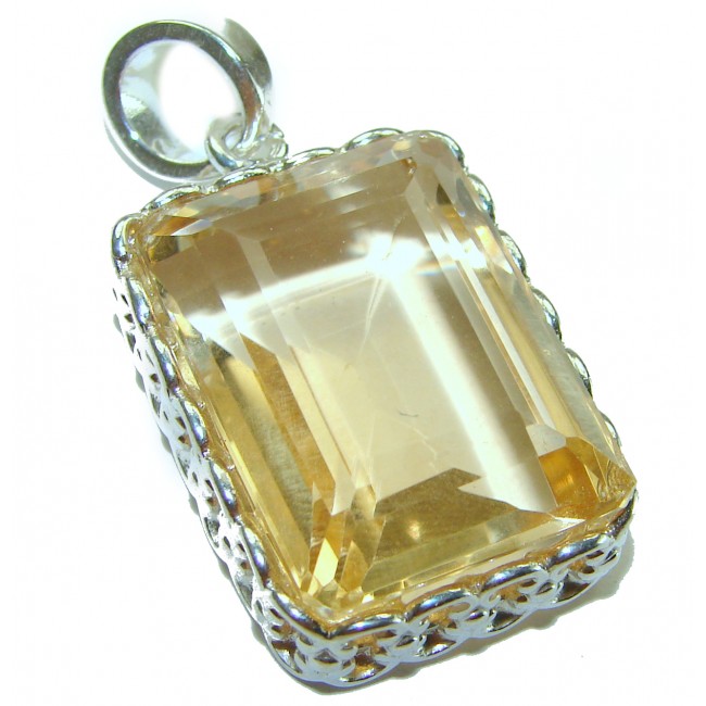 17.3 carat Lemon Quartz .925 Sterling Silver handcrafted pendant