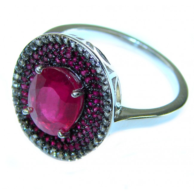 Bella Rosa authentic 5.2 carat Ruby .925 Sterling Silver handcrafted Cocktail Ring s. 7