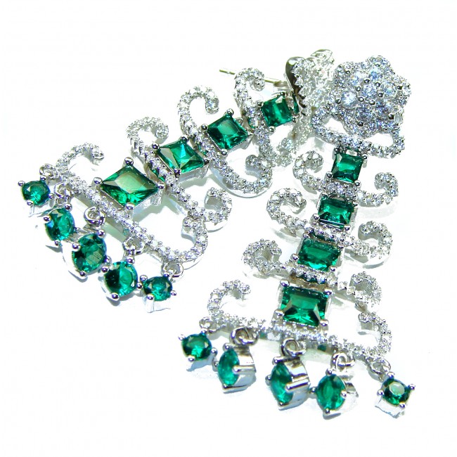 Allure Natural Emerald .925 Sterling Silver handcrafted earrings