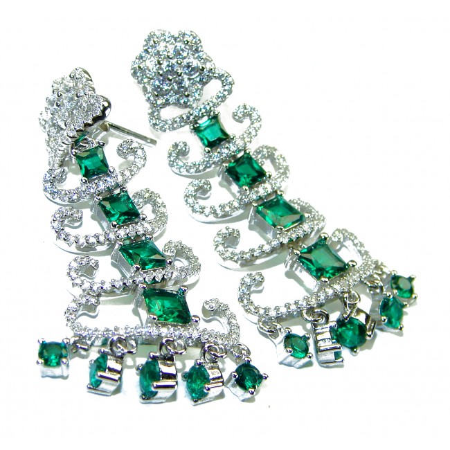 Allure Natural Emerald .925 Sterling Silver handcrafted earrings