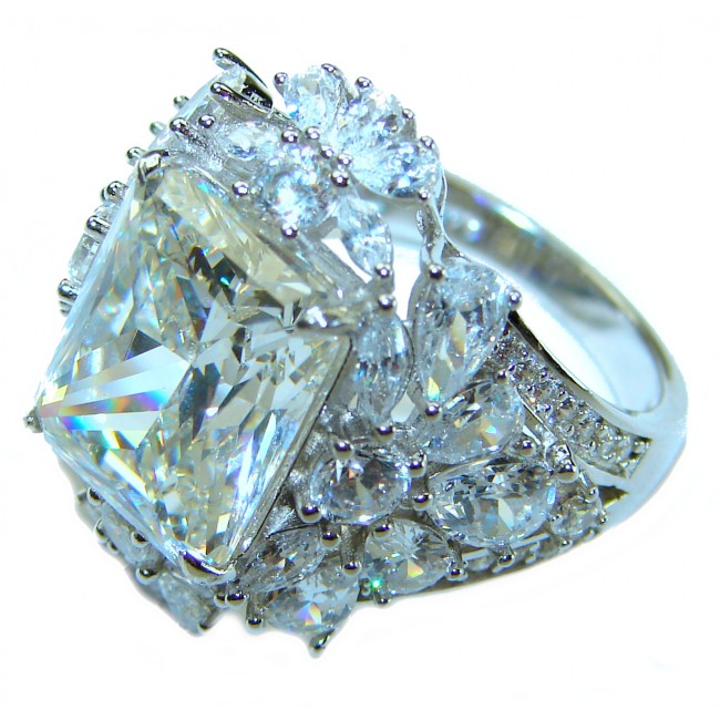 11.5 carat White Topaz .925 Sterling Silver handcrafted ring size 7 1/4