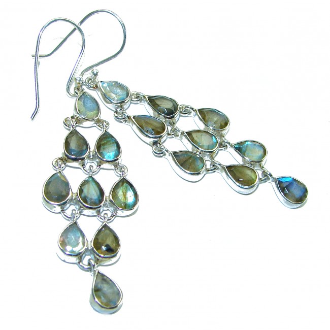 Silky Labradorite .925 Sterling Silver Large earrings