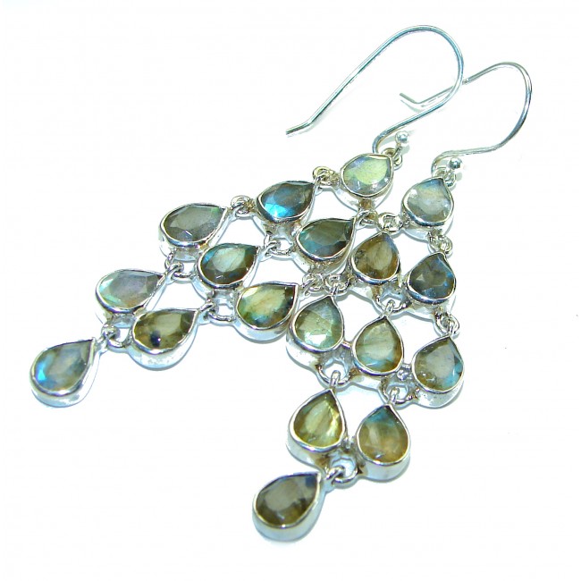 Silky Labradorite .925 Sterling Silver Large earrings