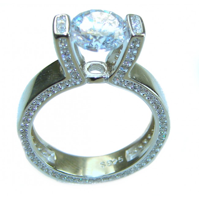 5.5 carat White Topaz .925 Sterling Silver handcrafted ring size 8