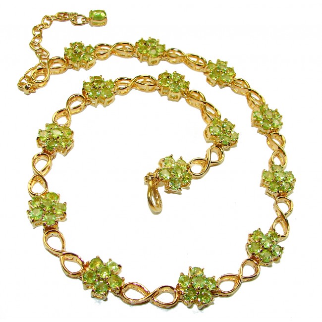 Alessia authentic Peridot 14K Gold over .925 Sterling Silver handmade Statement necklace