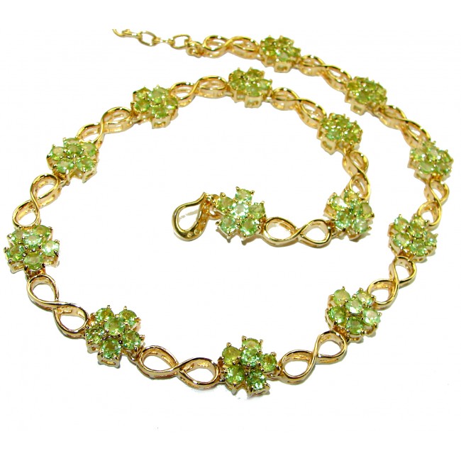 Alessia authentic Peridot 14K Gold over .925 Sterling Silver handmade Statement necklace