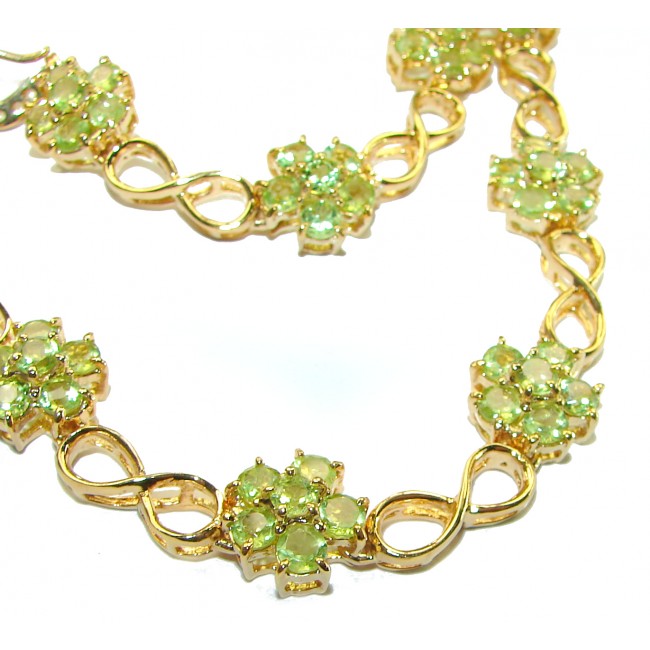 Alessia authentic Peridot 14K Gold over .925 Sterling Silver handmade Statement necklace