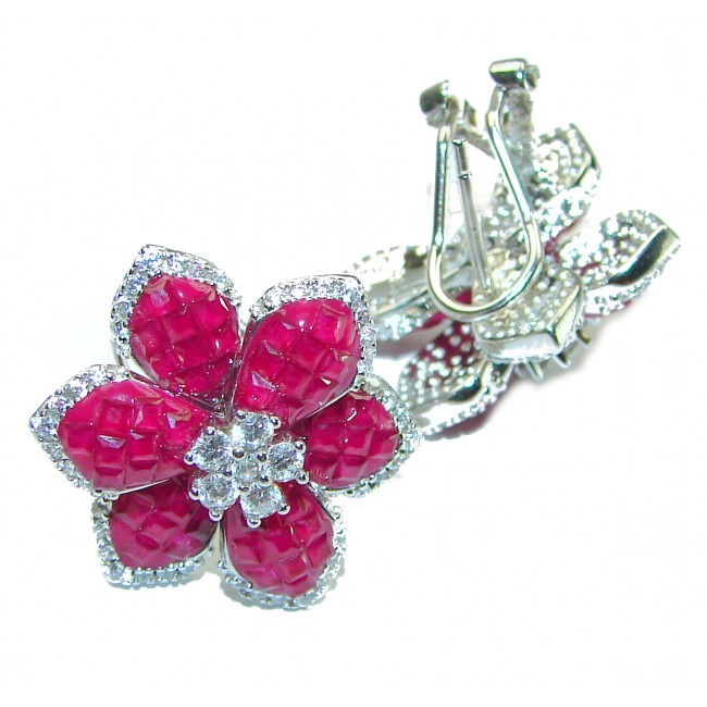 Born to Glam floral-inspired authentic Ruby .925 Sterling Silver handcrafted earrings