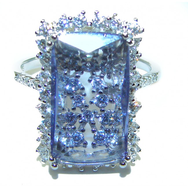 Mesmerizing 16.5 carat London Blue Topaz .925 Sterling Silver Handcrafted Ring size 8