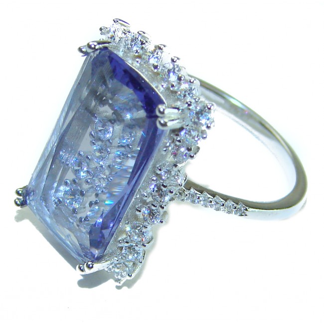 Mesmerizing 16.5 carat London Blue Topaz .925 Sterling Silver Handcrafted Ring size 8