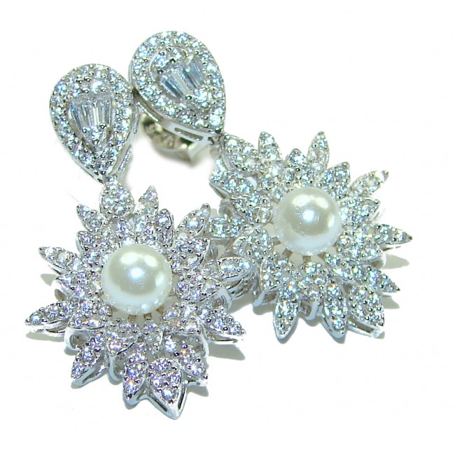 Elegant Pearl .925 Sterling Silver handcrafted Earrings