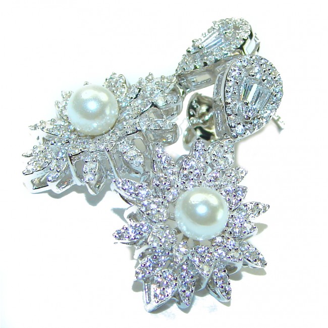 Elegant Pearl .925 Sterling Silver handcrafted Earrings