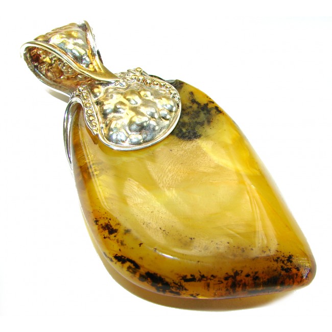 King of the Sea 70 grams Butterscotch Baltic Amber 14KGold over .925 Sterling Silver handmade Pendant