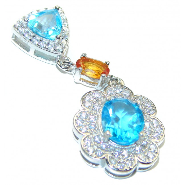 Emma 10.5 carat Swiss Blue Topaz .925 Sterling Silver handmade Pendant