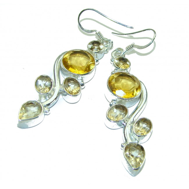 Lemon Quartz .925 Sterling Silver handmade Statement earrings