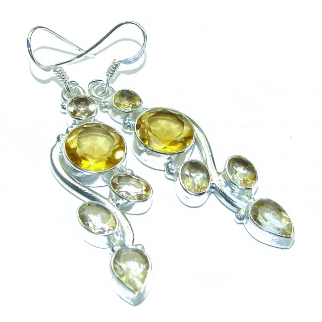 Lemon Quartz .925 Sterling Silver handmade Statement earrings