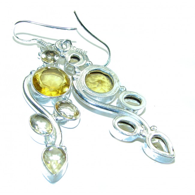 Lemon Quartz .925 Sterling Silver handmade Statement earrings